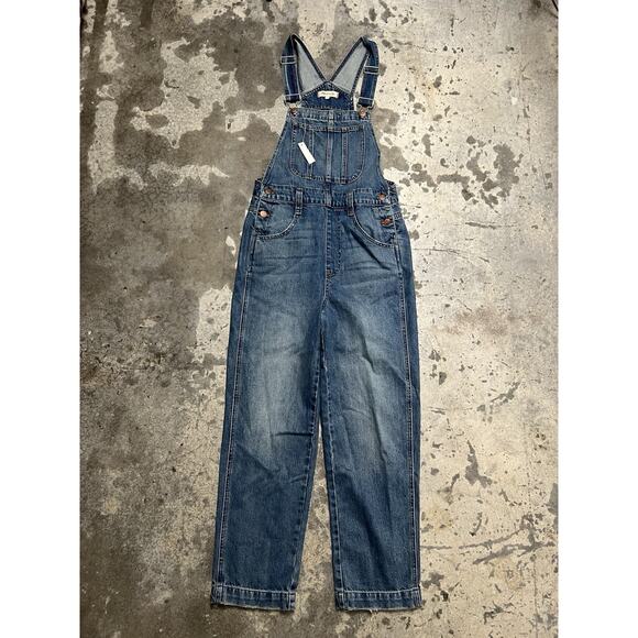 NEW Madewell Straight Leg Denim Bib Overalls S NWT Easy Fit‎ $158